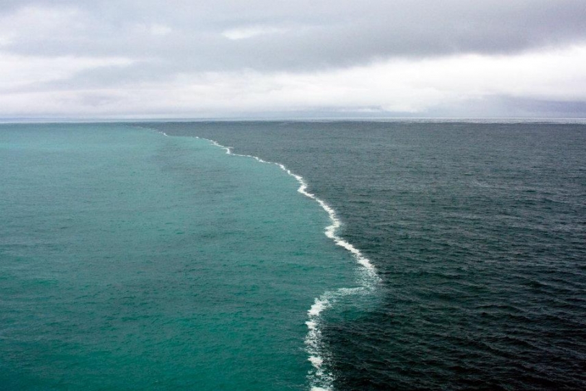 A LIGHTER SHADE OF SEA: The Baltic Sea (left) at its meeting point with the North Sea.
