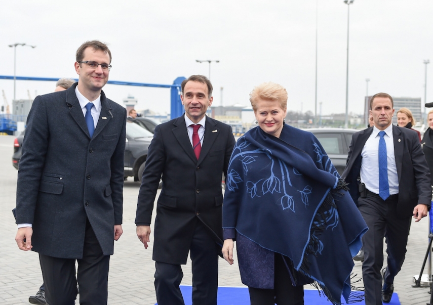 Dalia Grybauskaite in Klaipeda - the home of the NordBalt link [Image: LRP.lt]