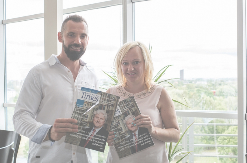 Linas Jegelevicius, editor-in-chief of The Baltic Times, and Vilma Gudeikaite, layout designer of The Baltic Times Summer Magazine 2018
