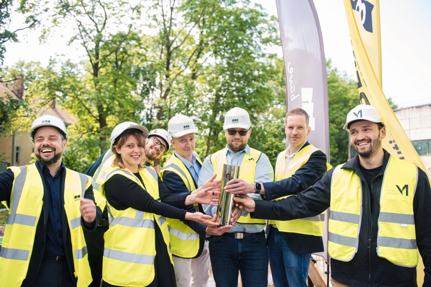 Time capsule laid as construction begins for the second 'Duck Republik' student hotel in Riga